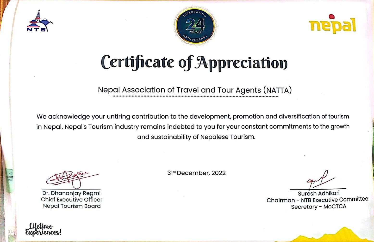 Appreciation from NTB